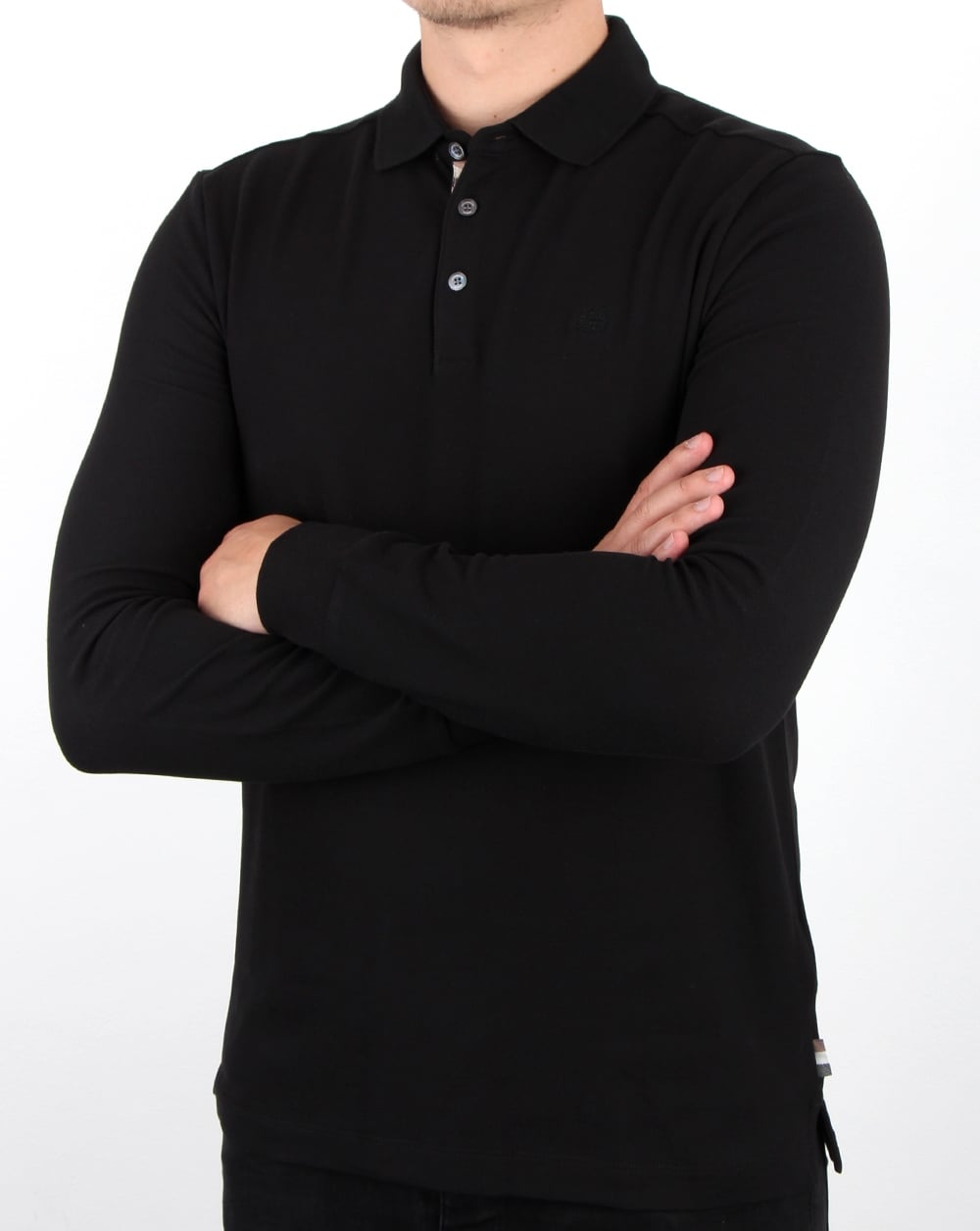 Aquascutum Hillington Long Sleeve Polo Shirt Black