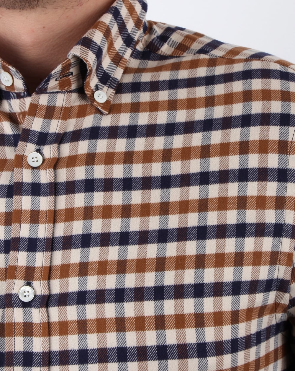 Aquascutum Magee Flannel Check Shirt Vicuna
