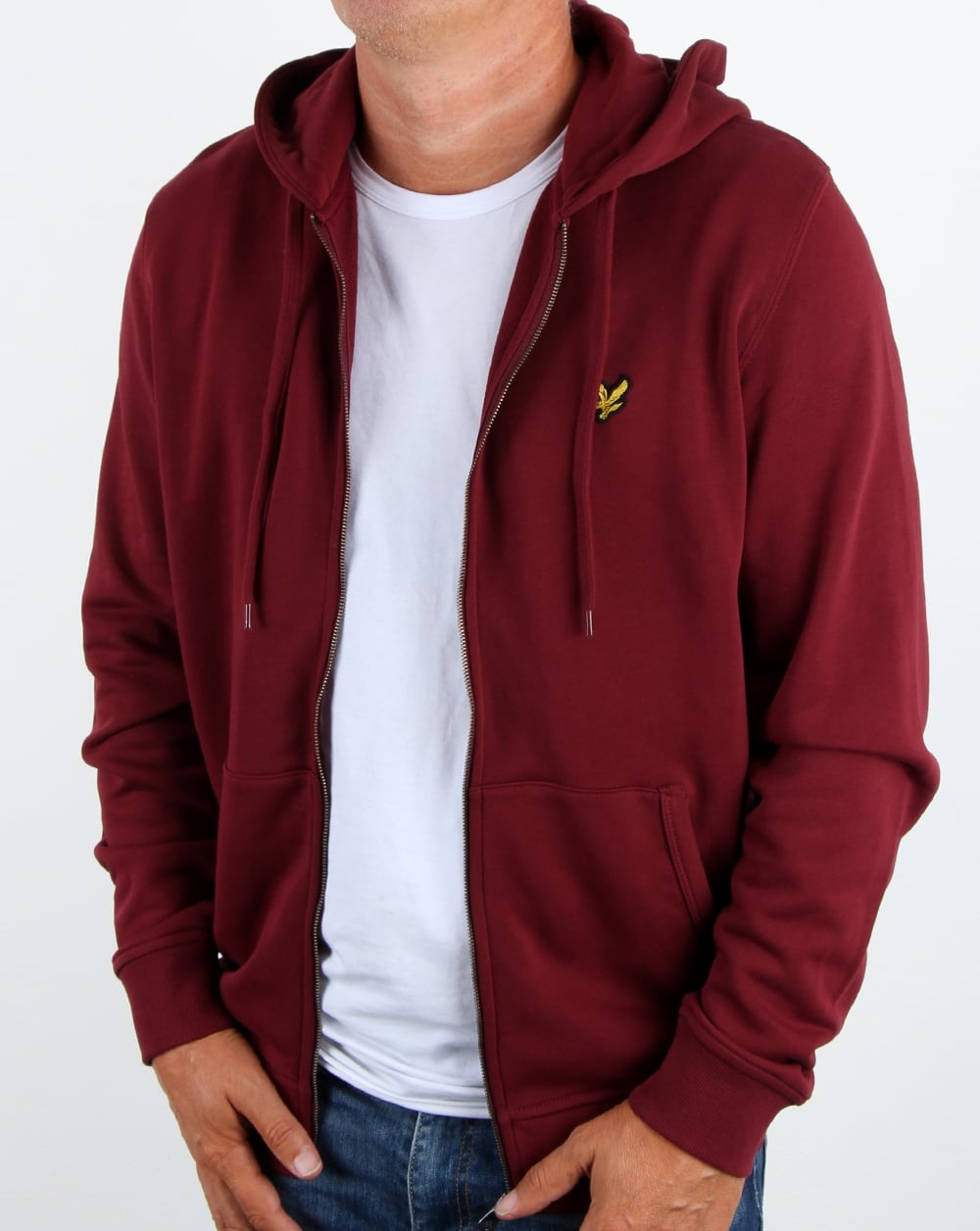 Lyle And Scott Zip Through Hoodie Claret Jug