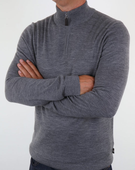 Aquascutum Aquascutum Hamilton Half Zip Knit Grey