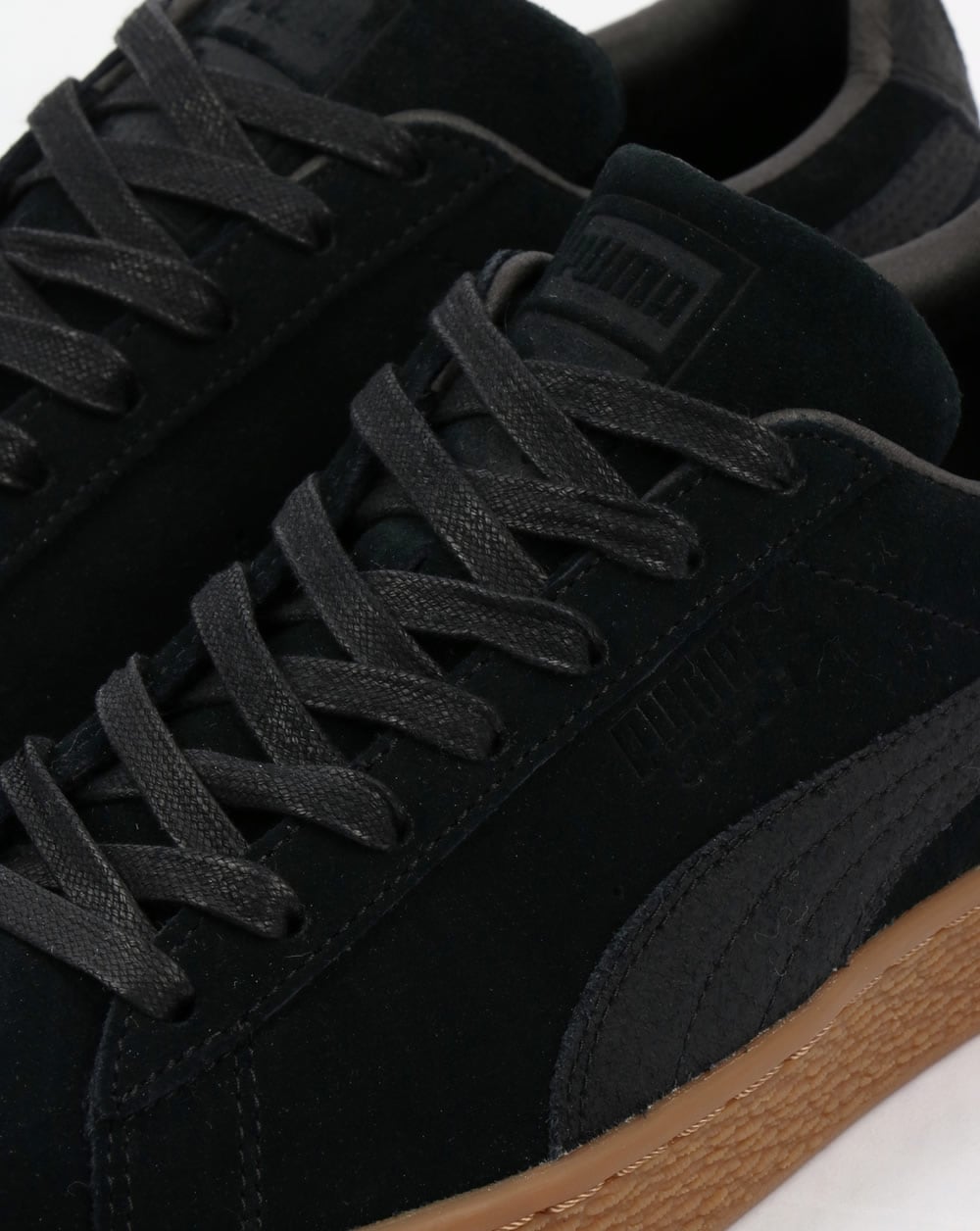 Puma Suede Classic Premium Trainers Black with Gum sole