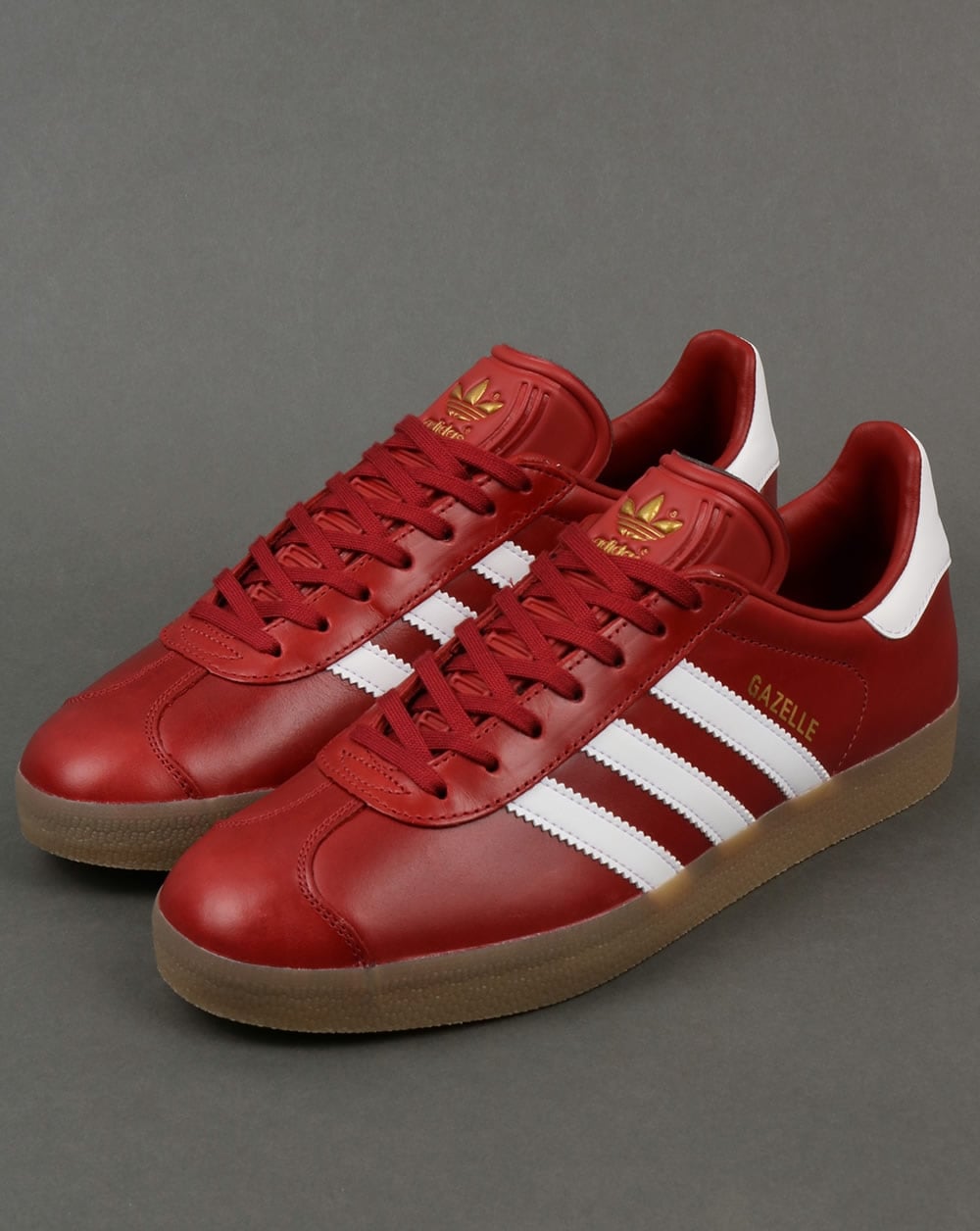 Adidas Gazelle Leather Trainers Oxblood Red/White/gum