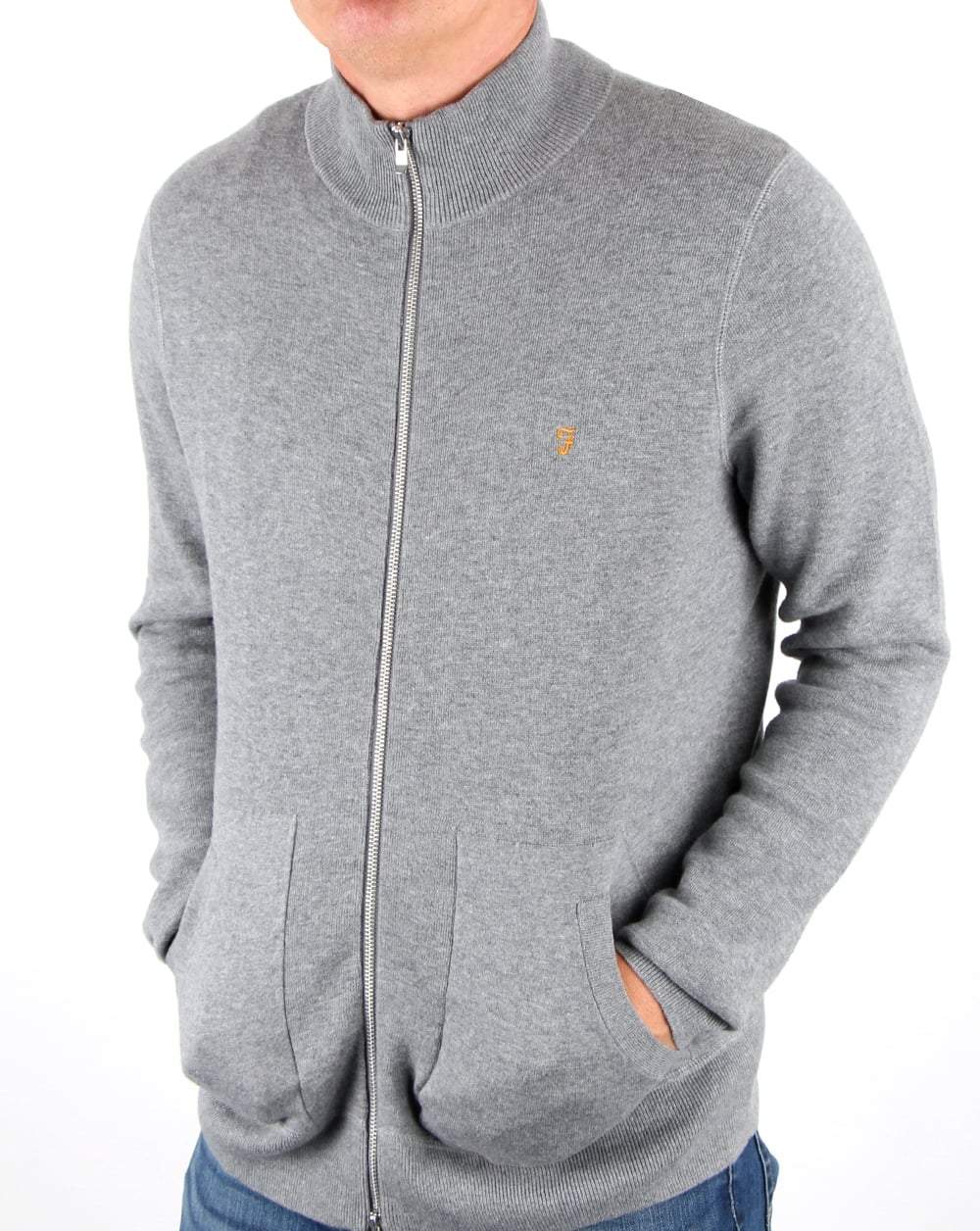 Farah Fermoy Knitted Track Top Gravel Marl