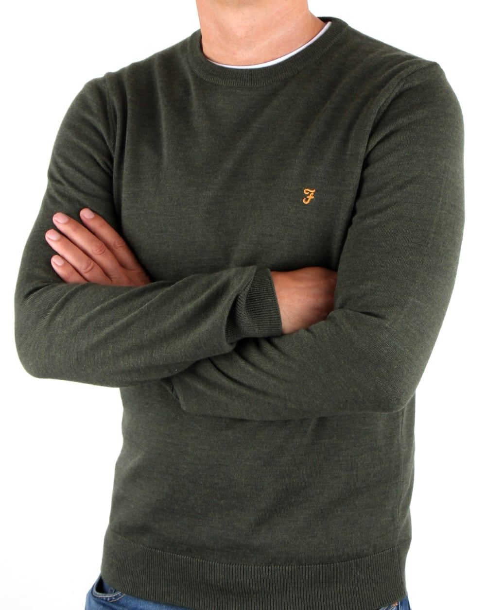 Farah Mullen Merino Jumper Green Marl