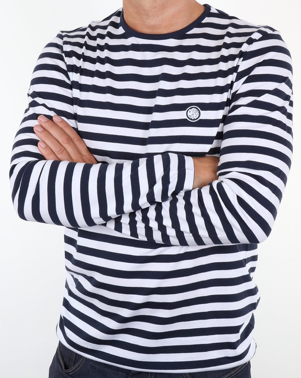 Pretty Green Kinsey Long Sleeve Stripe T Shirt Navy