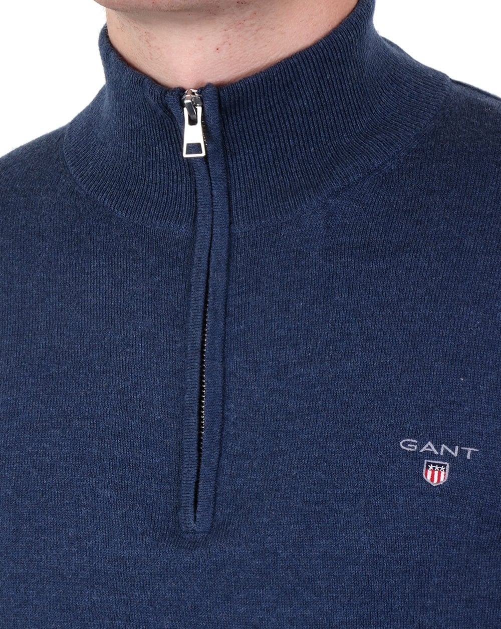 Gant Classic Quarter Zip Jumper Dark Blue