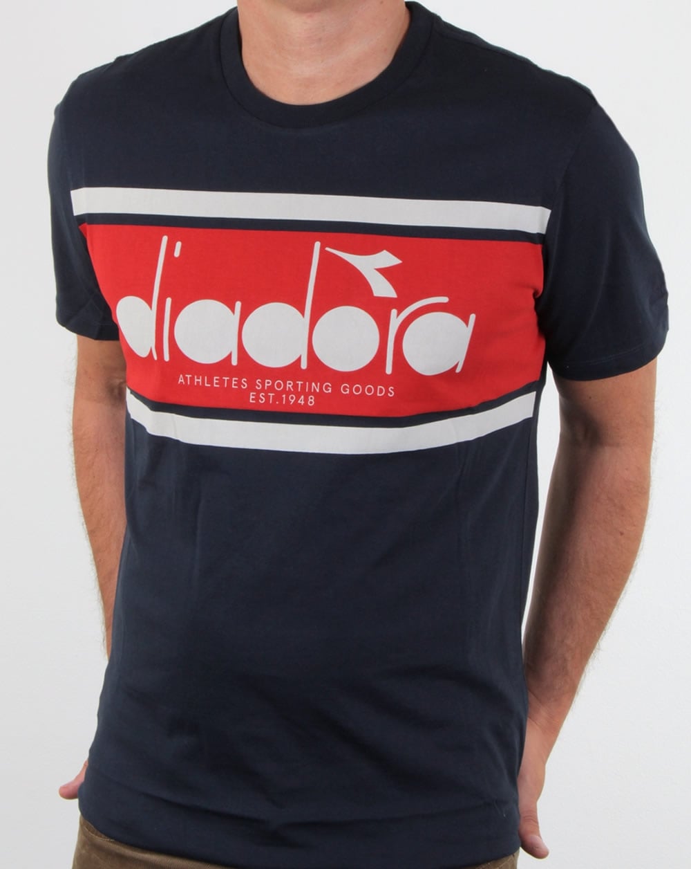 Diadora Logo T Shirt Navy/red/white