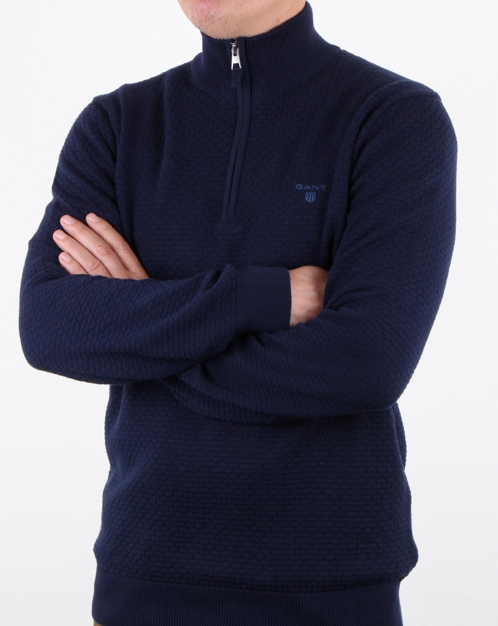 Gant Dot Texture Half Zip Classic Blue