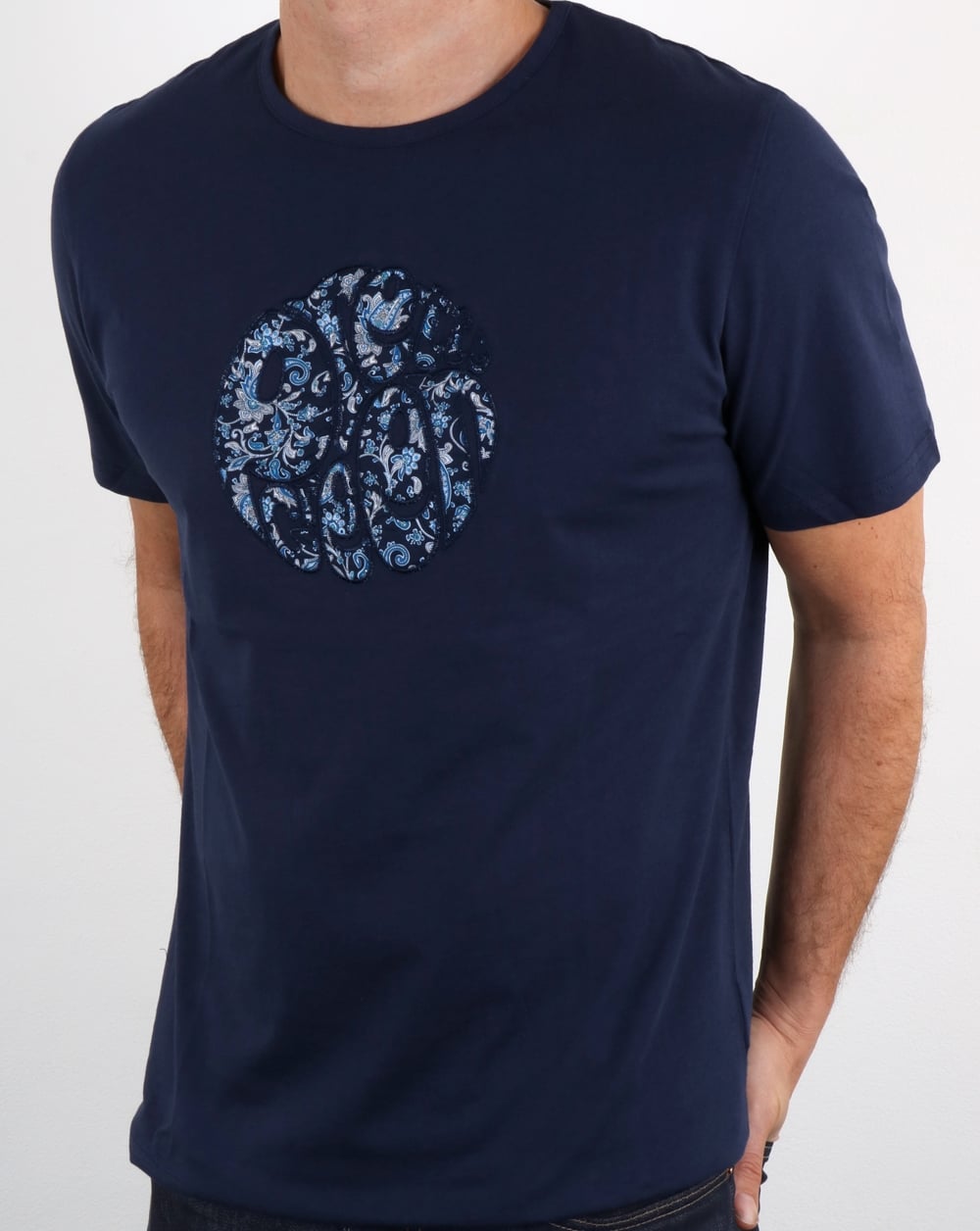 Pretty Green Ditsy Applique Logo T Shirt Navy
