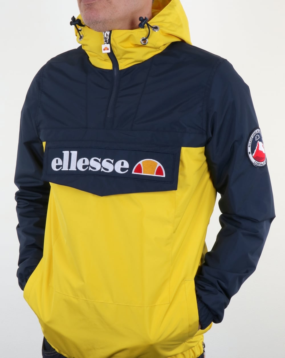 Ellesse Quarter Zip Overhead Jacket in Navy/Yellow
