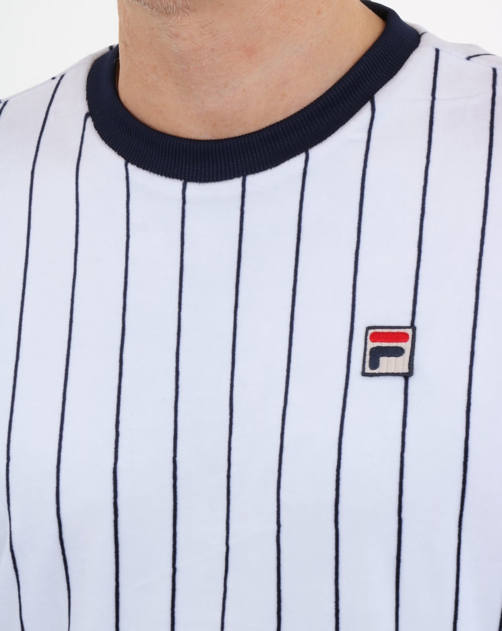Fila Vintage Velour Stripe Sweat Top White