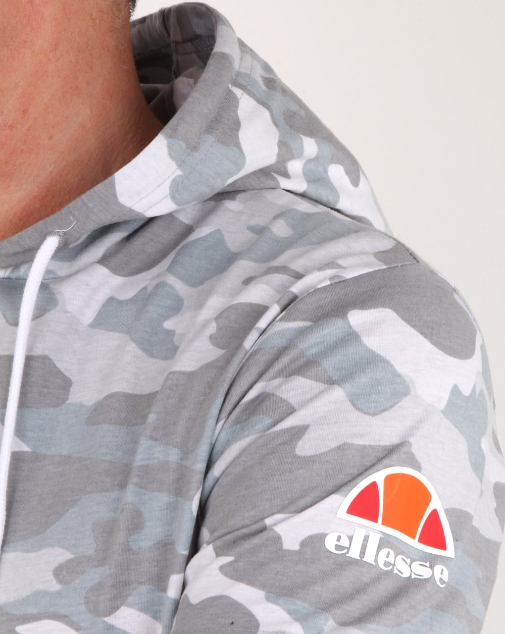 Ellesse Arpreggiare Hooded T Shirt Grey Camo