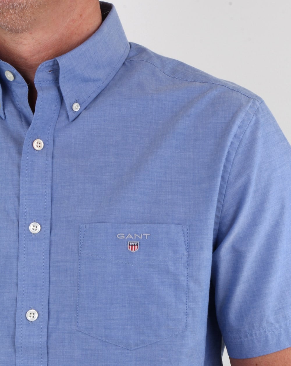 Gant Broadcloth Short Sleeve Shirt Yale Blue