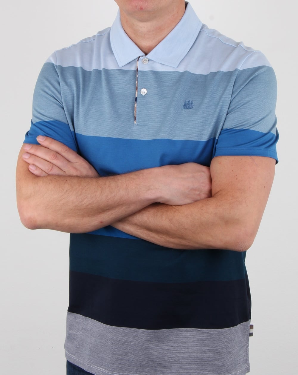 Aquascutum Romney Gradient Stripe Polo Shirt Blue