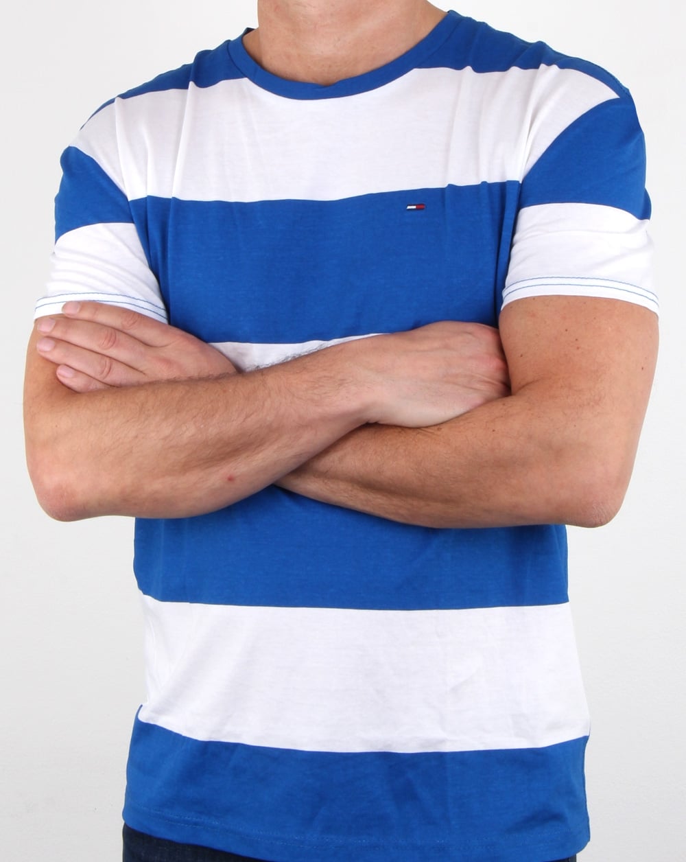 Tommy Hilfiger Race Stripe T Shirt Blue and White