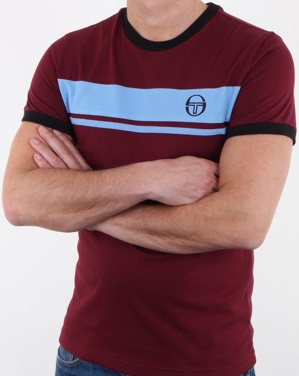 Sergio Tacchini Masters T Shirt Claret/Sky
