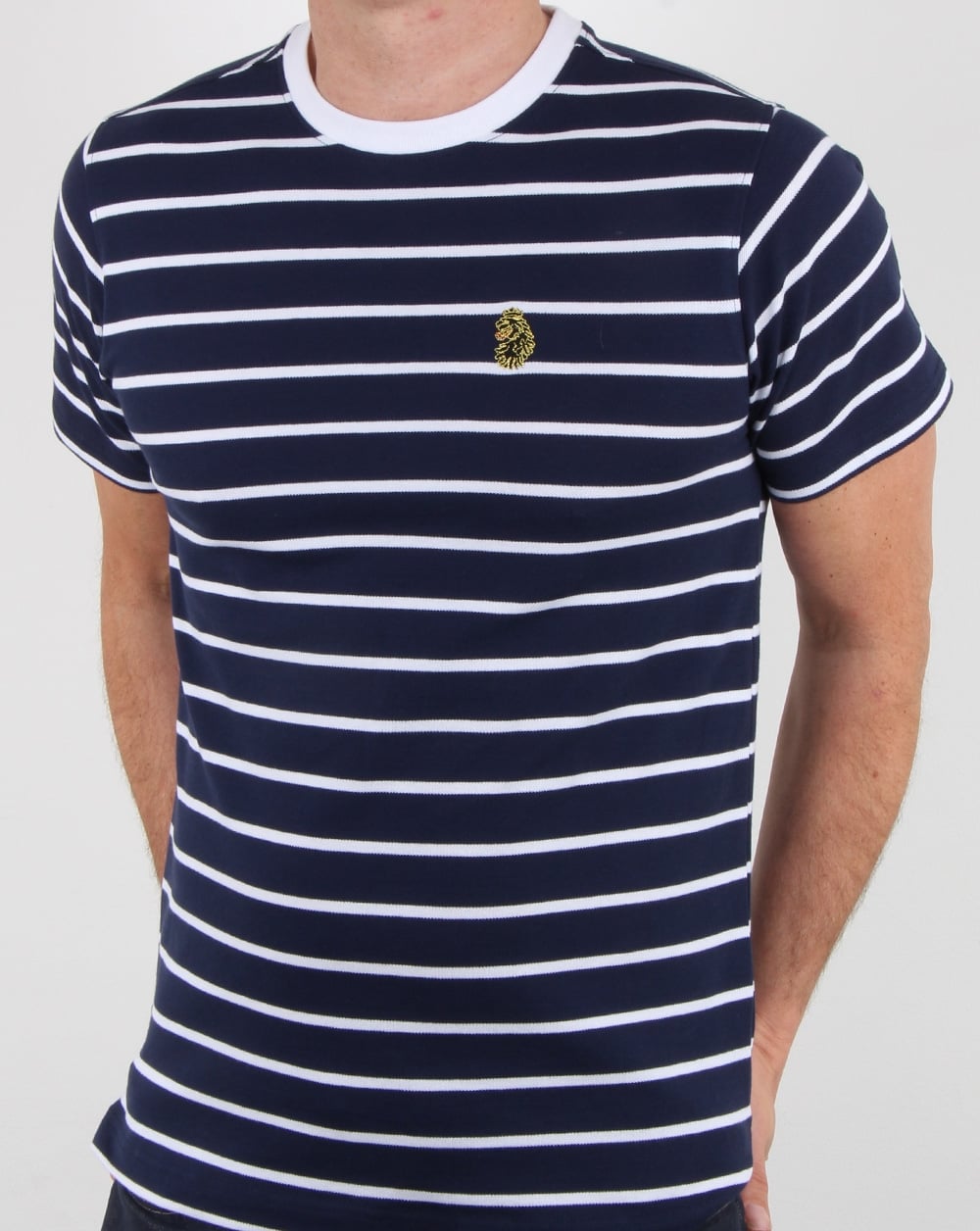 Luke Finn Fine Stripe T Shirt Navy