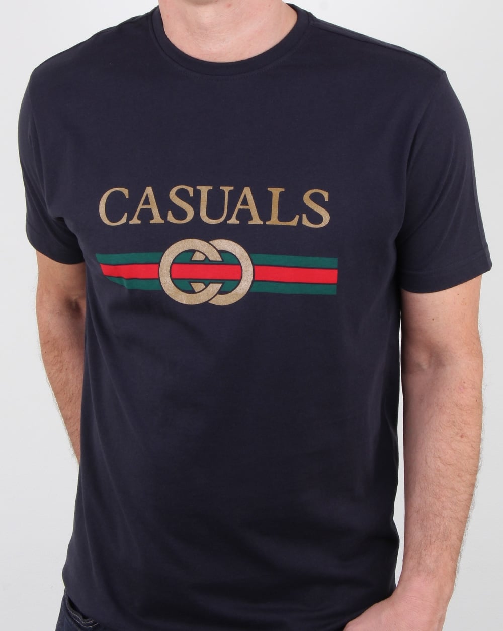 80s Casual Classics Designer Casual T Shirt Navy