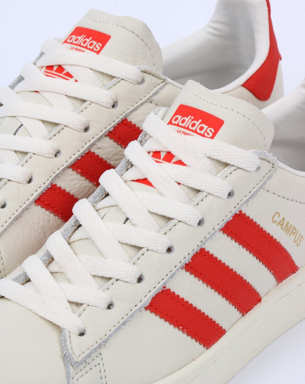 Adidas Campus Leather Trainers Off White/Orange