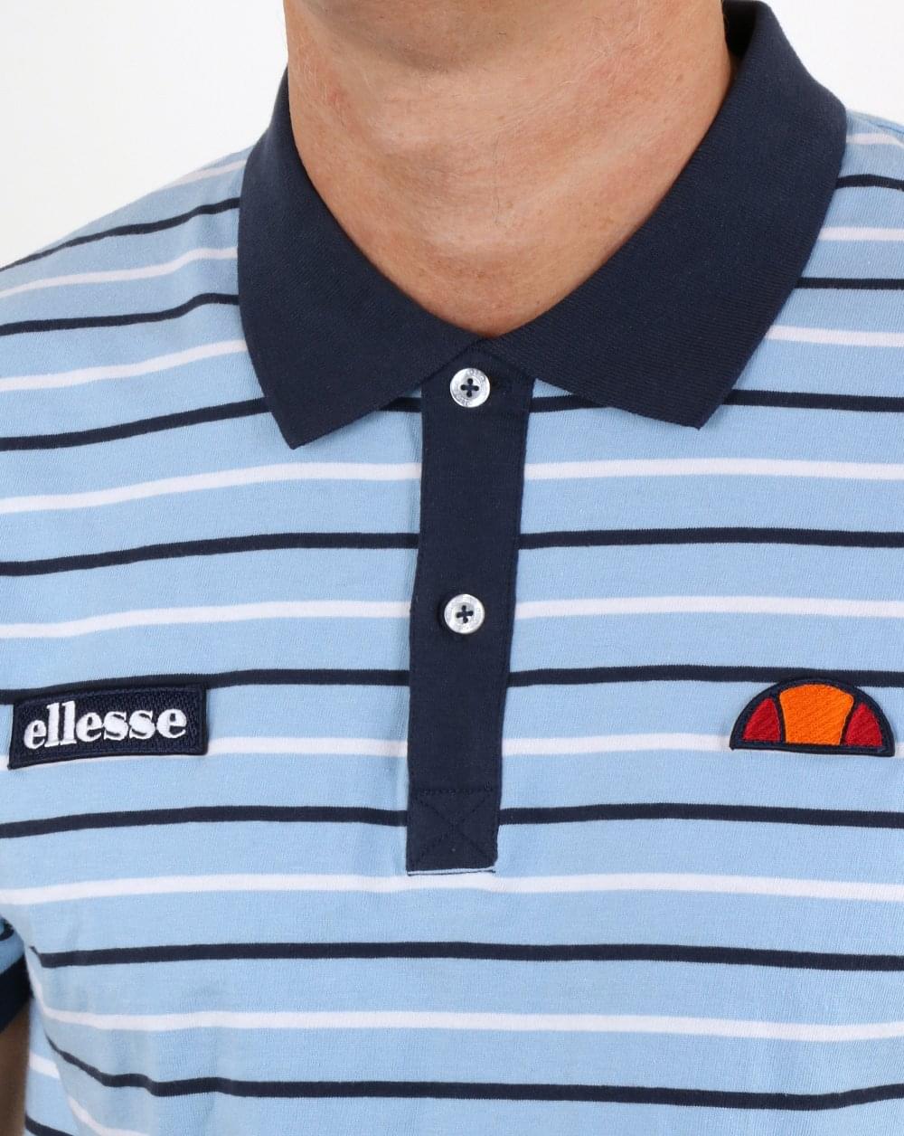 Ellesse Sky Blue Striped Polo Shirt
