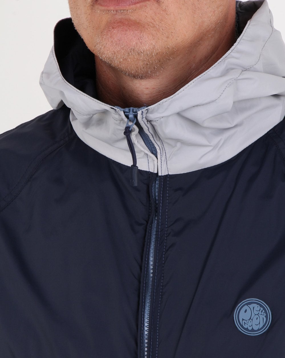 Pretty Green Zip Through Hooded Contrast Jacket Navy