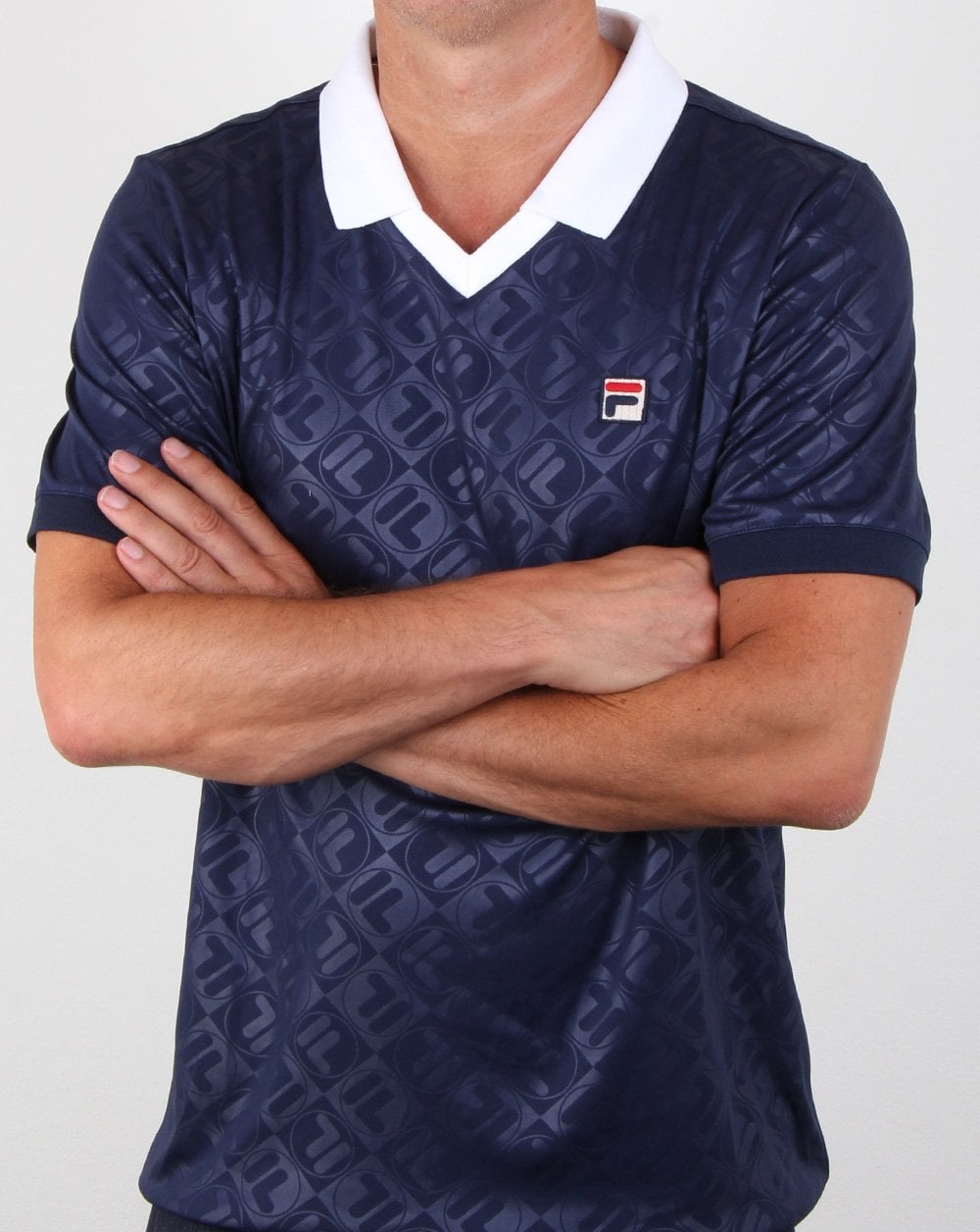 Fila Vintage Retro Football Shirt Navy/white