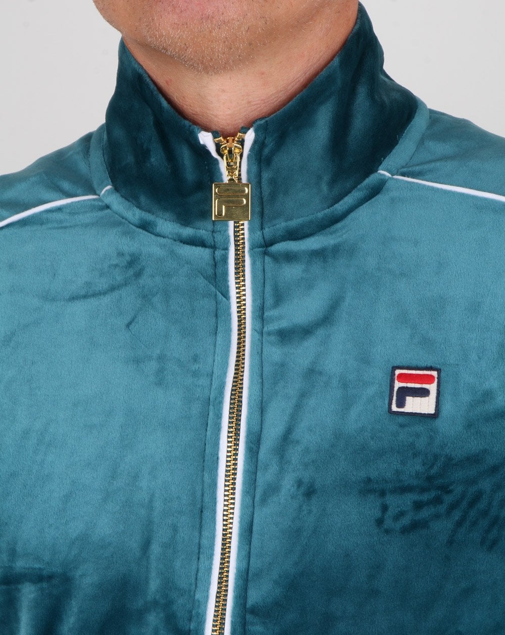 Fila Vintage Finest Velour Track Top Atlantic Blue