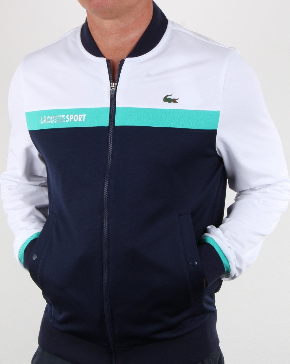 Lacoste Stripe Track Top White/navy/aqua