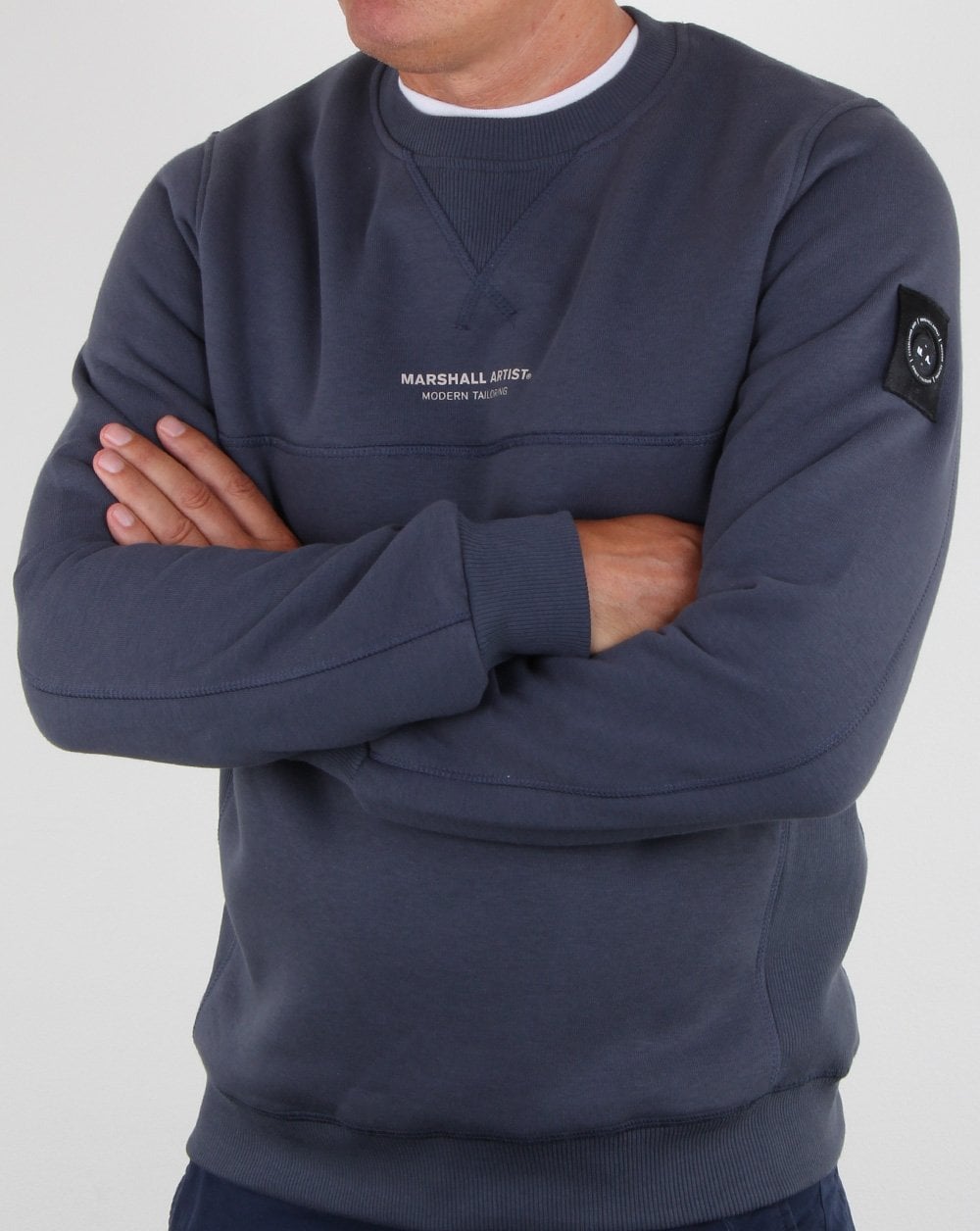 Marshall Artist Garment Dyed Crew Sweatshirt Navy