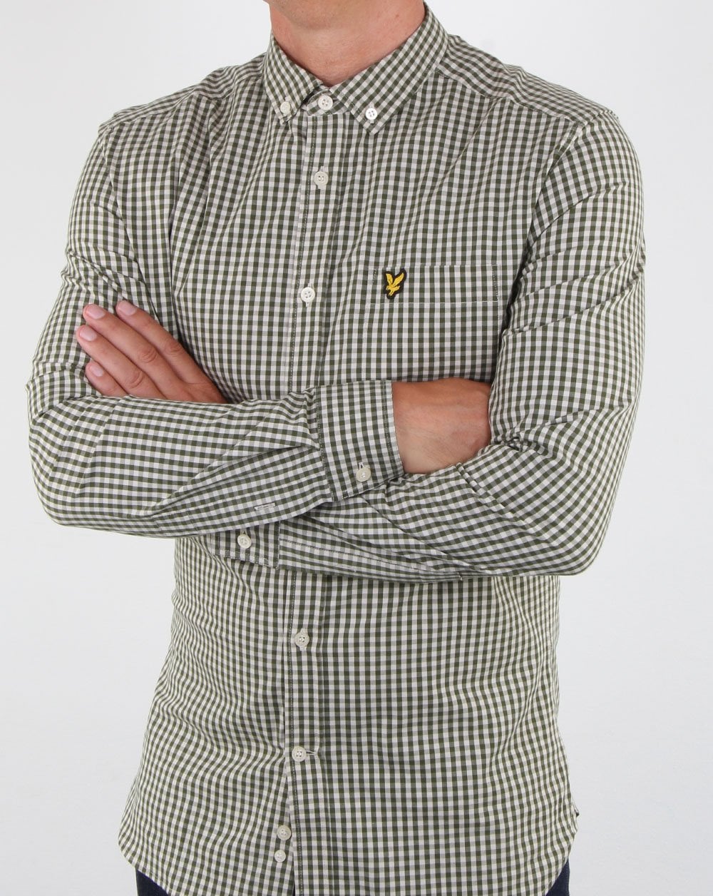 Lyle And Scott Gingham Shirt Woodland Green