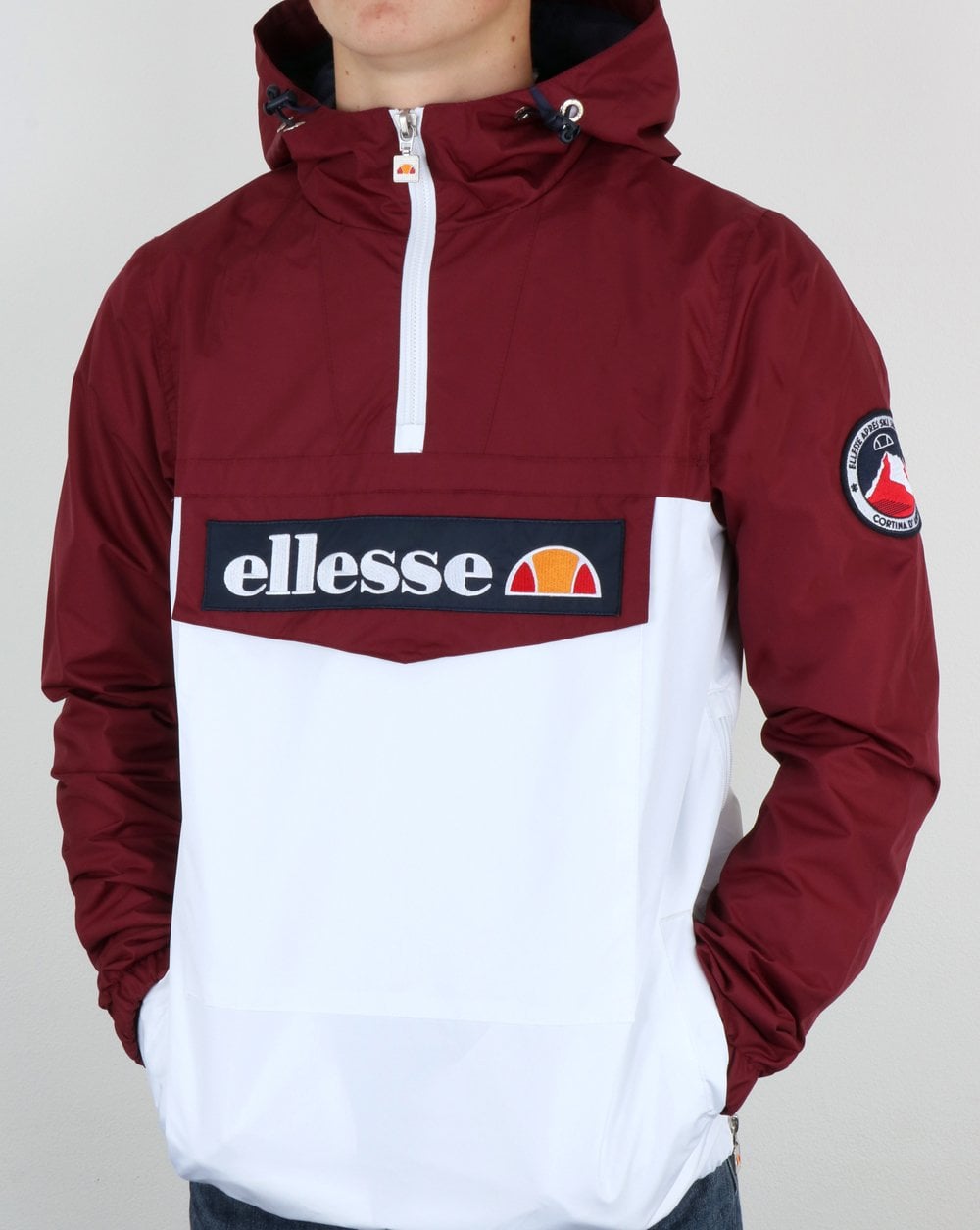 Ellesse Qtr Zip Dual Colour Jacket Burgundy-white