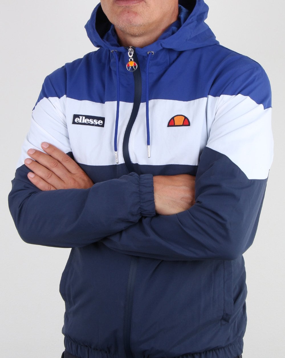 Ellesse Block Hooded Track Jacket Blue/White/Navy