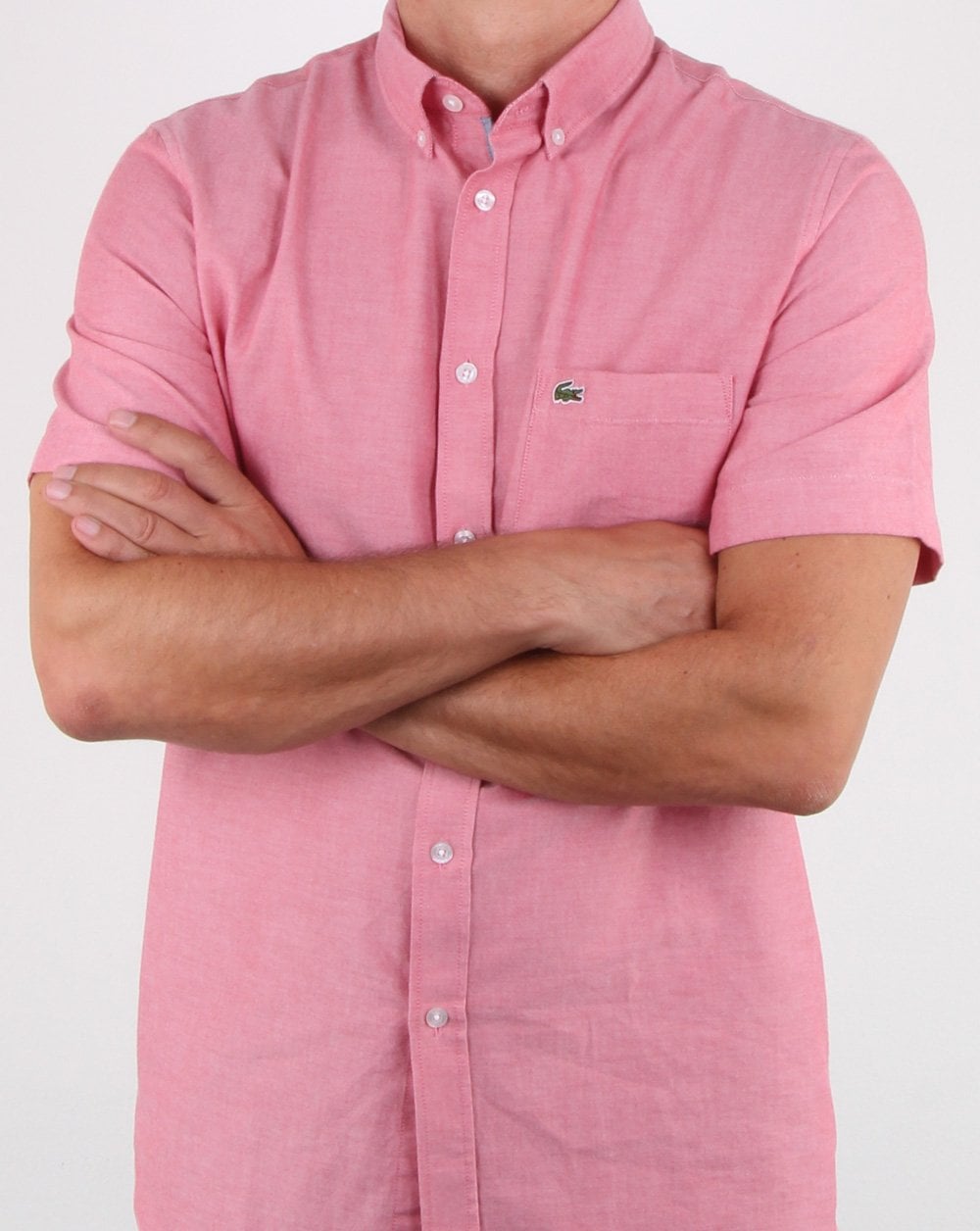 Lacoste Short Sleeve Oxford Shirt Fresh Pink