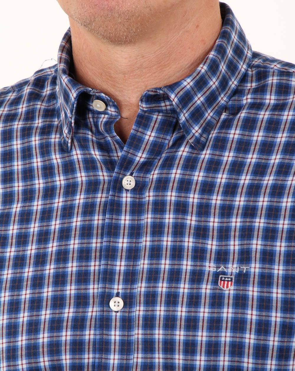 Gant Indigo Twill Check Button Down Shirt Indigo
