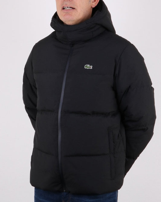 Lacoste Lacoste Detachable Hood Quilted Water-resistant Jacket Black