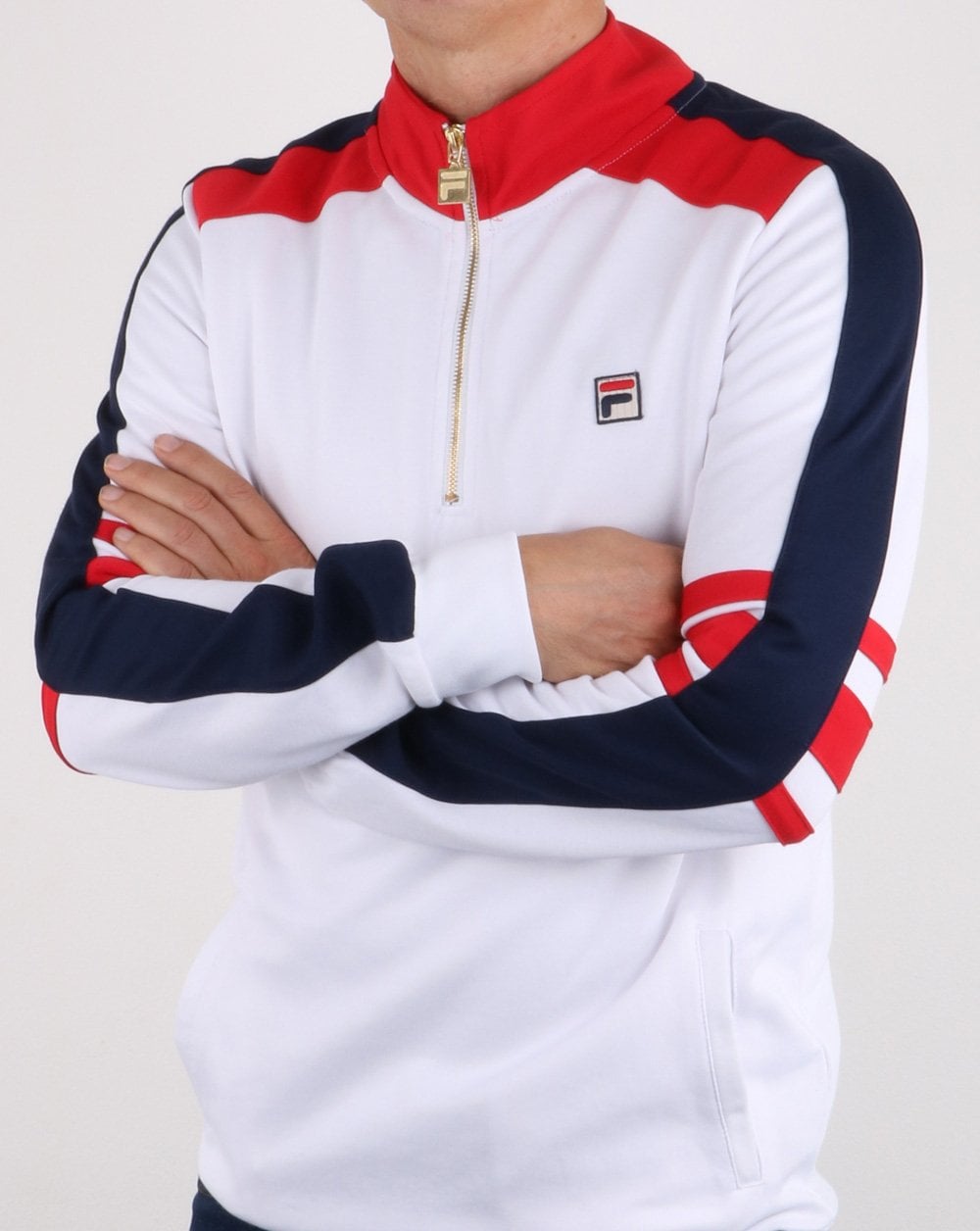 Fila Vintage Alastair Qtr Zip Track Top White/red/navy