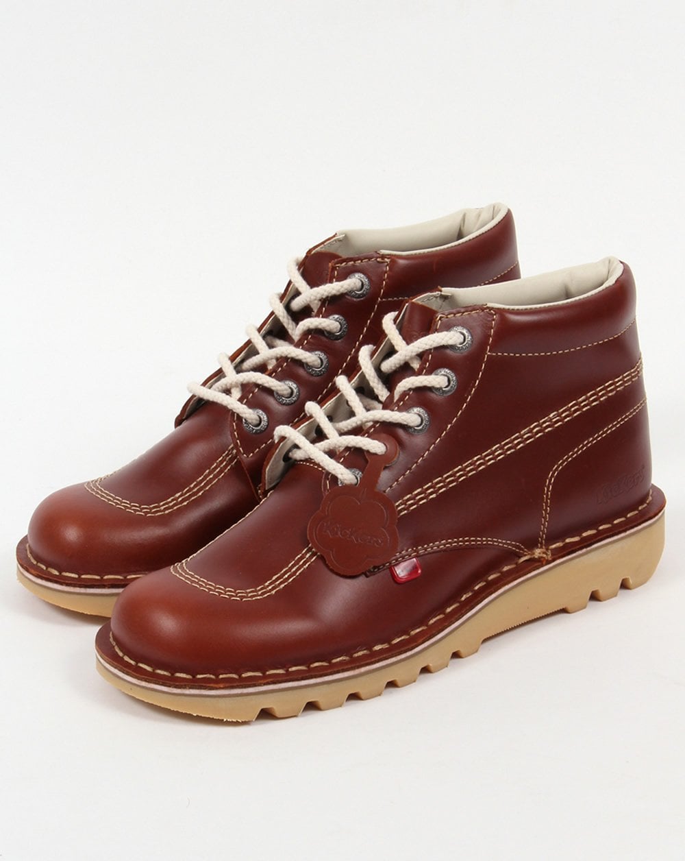 Kickers Kick Hi Boots In Leather Dark Tan
