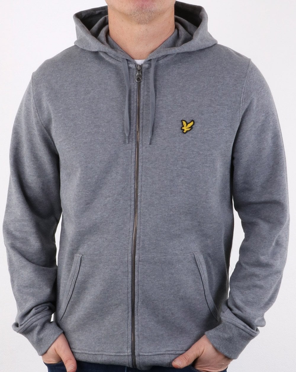 Lyle And Scott Zip Through Hoodie Mid Grey Marl