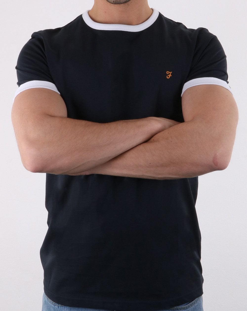 Farah Groves Ringer T Shirt True Navy