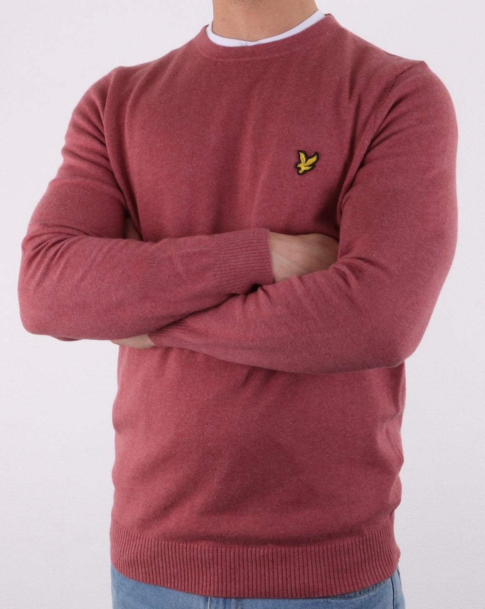 Lyle And Scott Cotton Merino Crew Jumper Pink Shadow Marl
