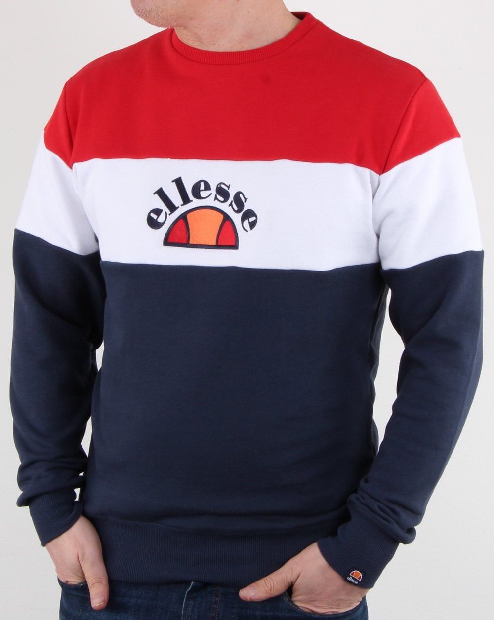 Ellesse Block Stripe Sweatshirt Navy/white/red