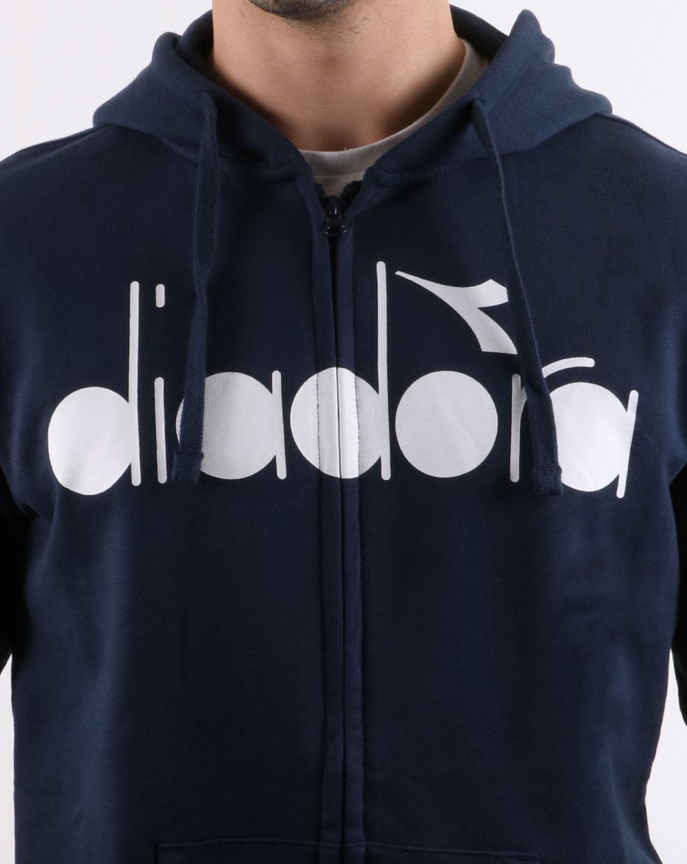 Diadora Logo Full Zip Hoodie Blue Denim