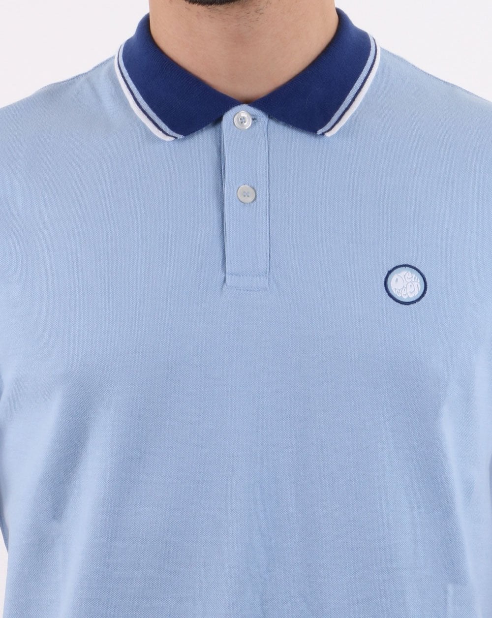 Pretty Green Tipped Pique Polo Shirt Light Blue