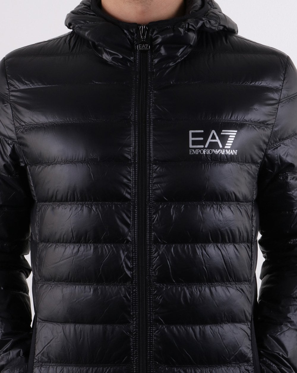 Emporio Armani EA7 Core Logo Down Hooded Jacket Black