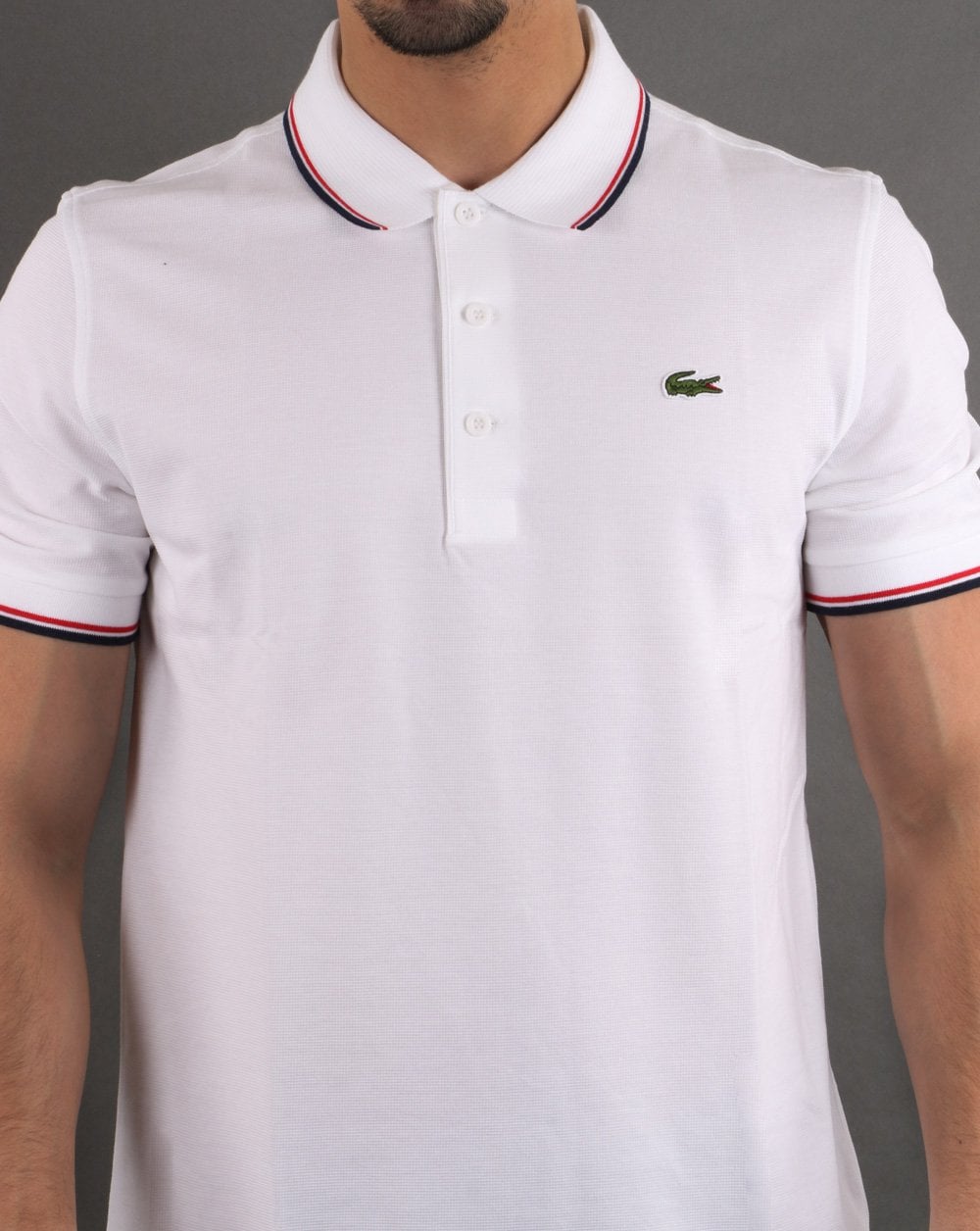 Lacoste Tipped Polo Shirt White/Navy/Red