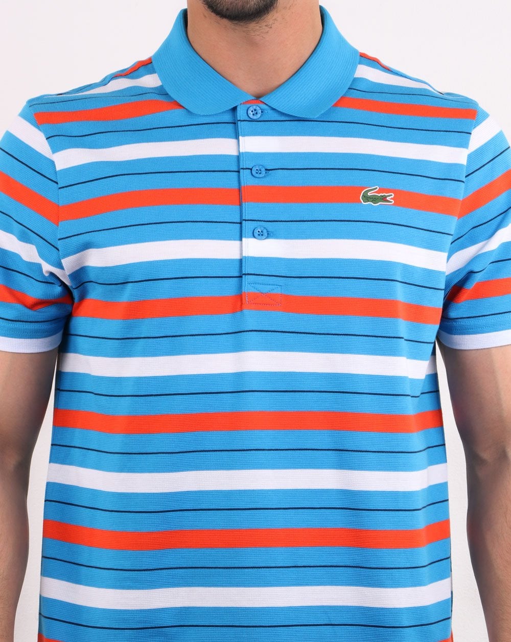 Lacoste Striped Polo Shirt Blue/White