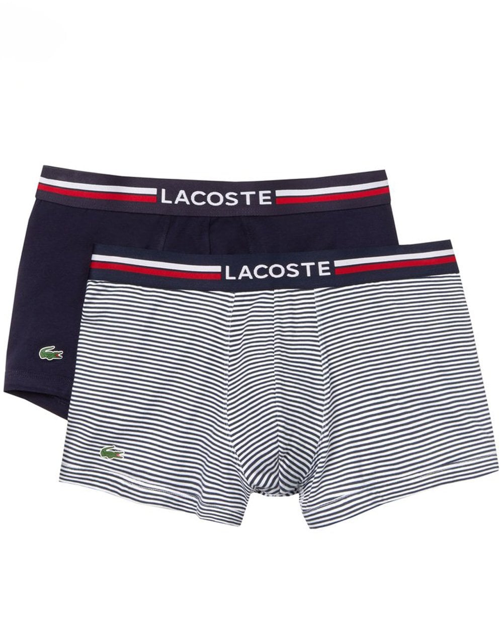Lacoste Twin Pack Boxers Navy/Navy & white stripe
