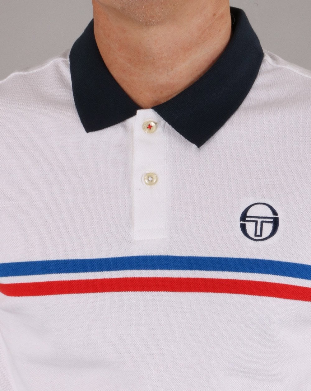 Sergio Tacchini Supermac Polo Shirt White/Royal/Red