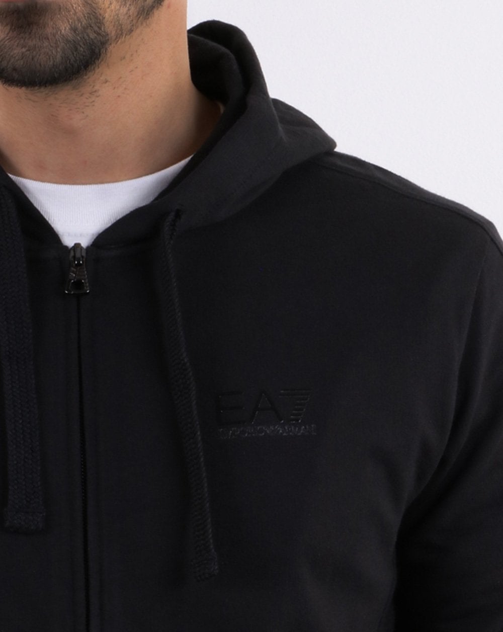 Emporio Armani EA7 Core Logo Full Zip Hooded Sweat Black