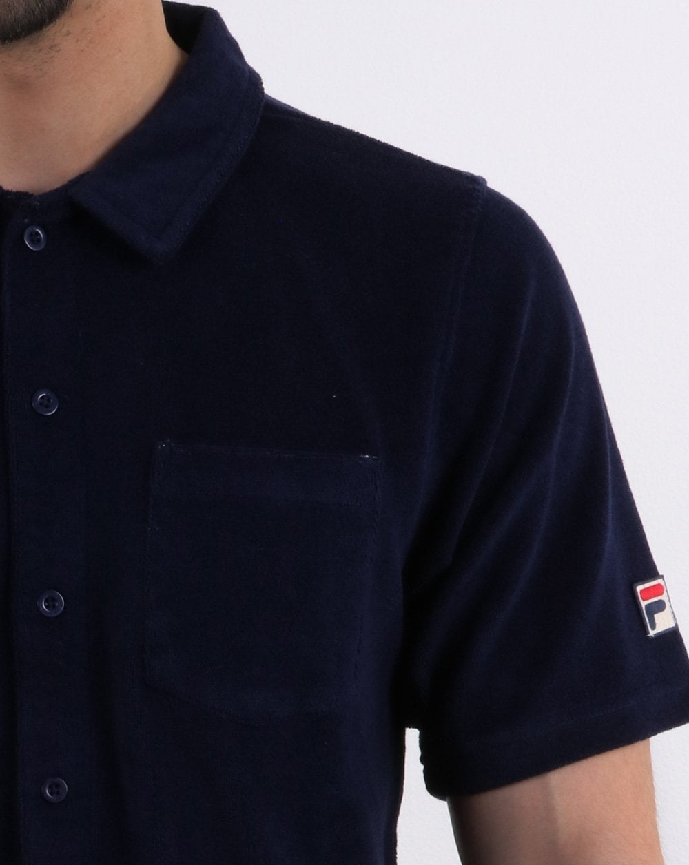 Fila Vintage Carson Full Button Polo Shirt Navy